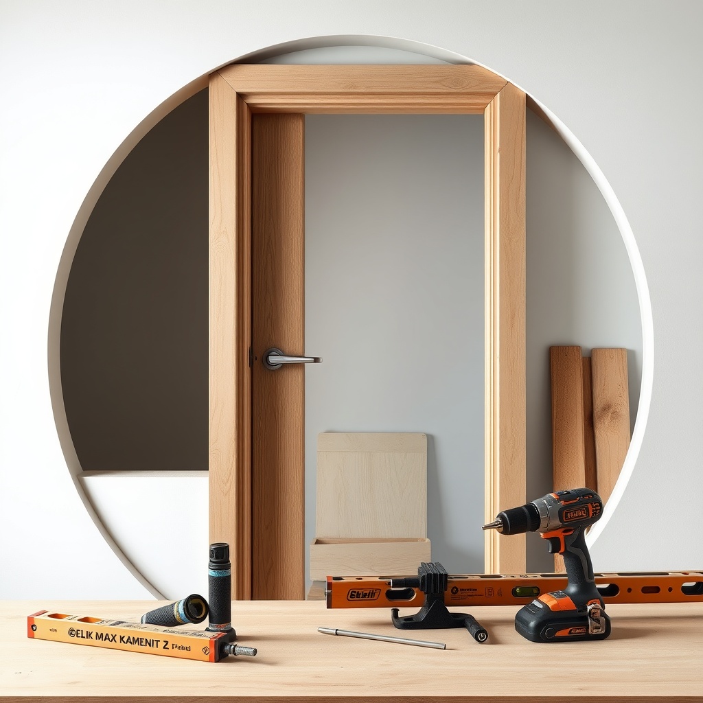 A photorealistic photo showing a Çelik Kapı Max Güvenlik door with the frame