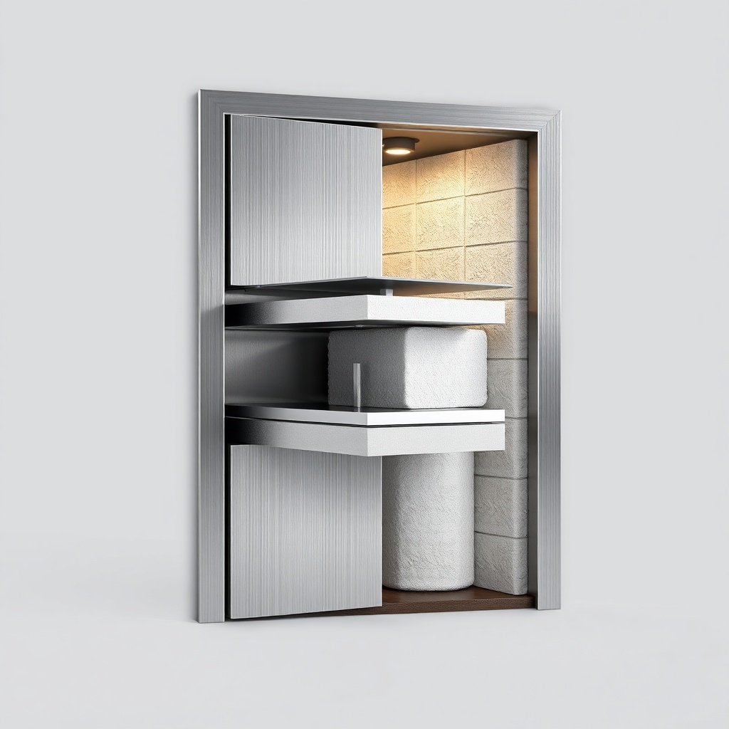 A highly detailed photorealistic cross-section of a Çelik Kapı Max Güvenlik door showing m