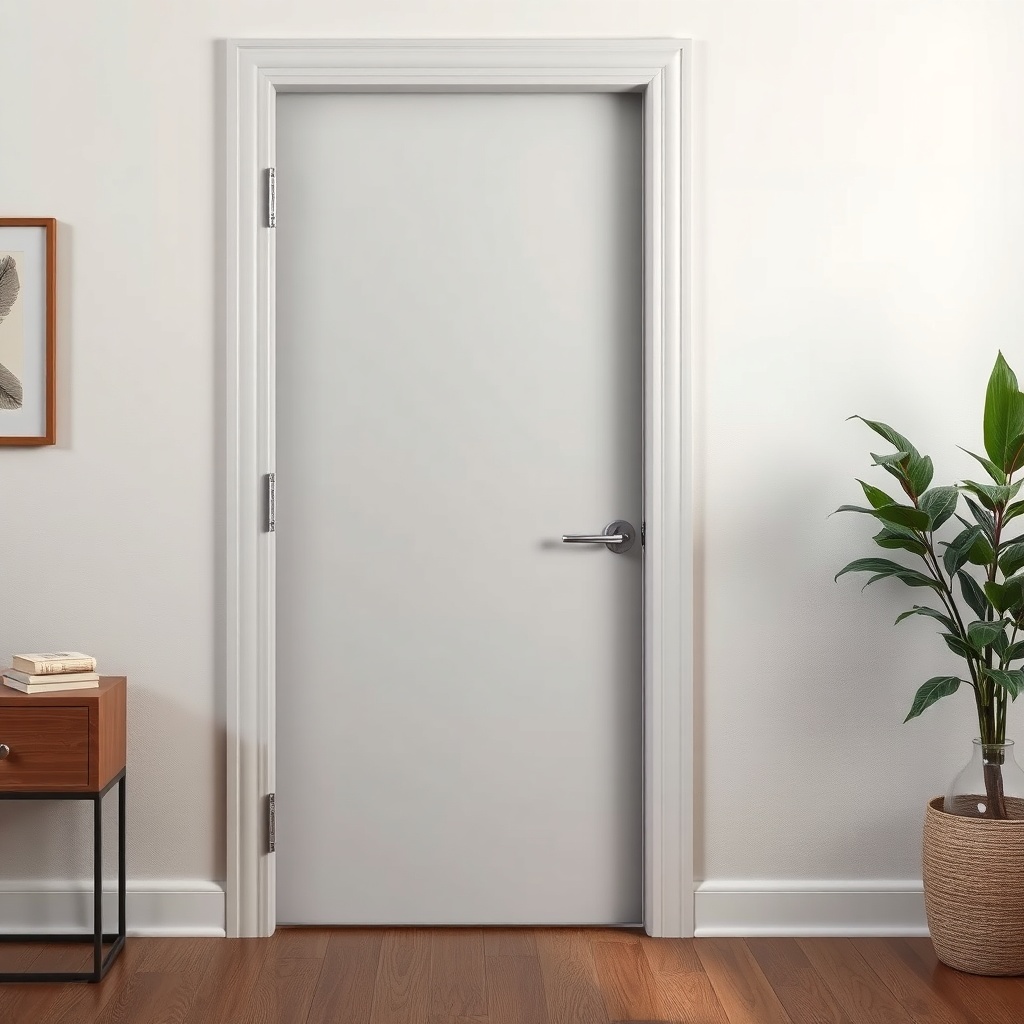 <clean photorealistic photo of a steel door with soundproofing foam seen through a cutaway