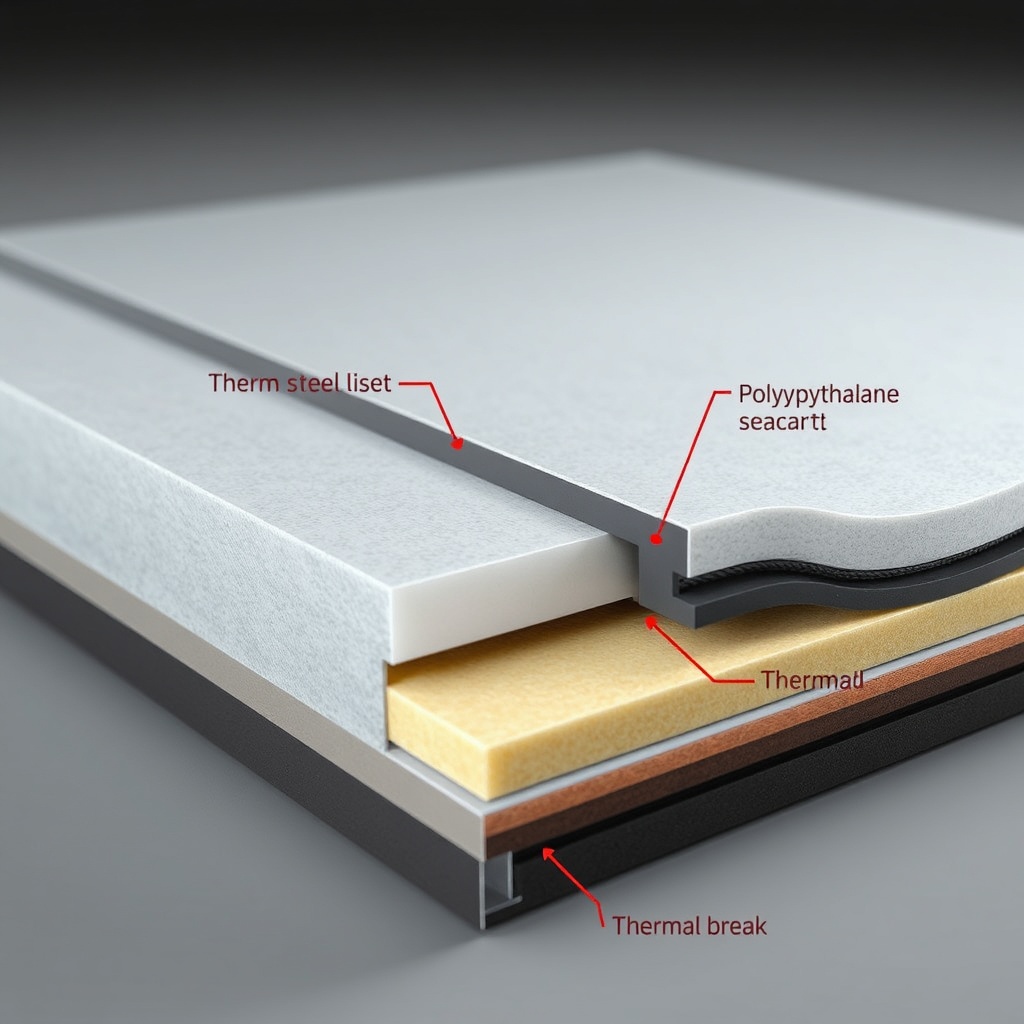 <Photorealistic cross-section of Çelik Kapı X Pro showing steel sheets